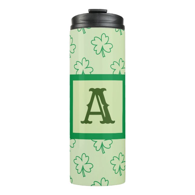 Termo Happy St Patrick's clover - Monograma de shamrock (Anverso)