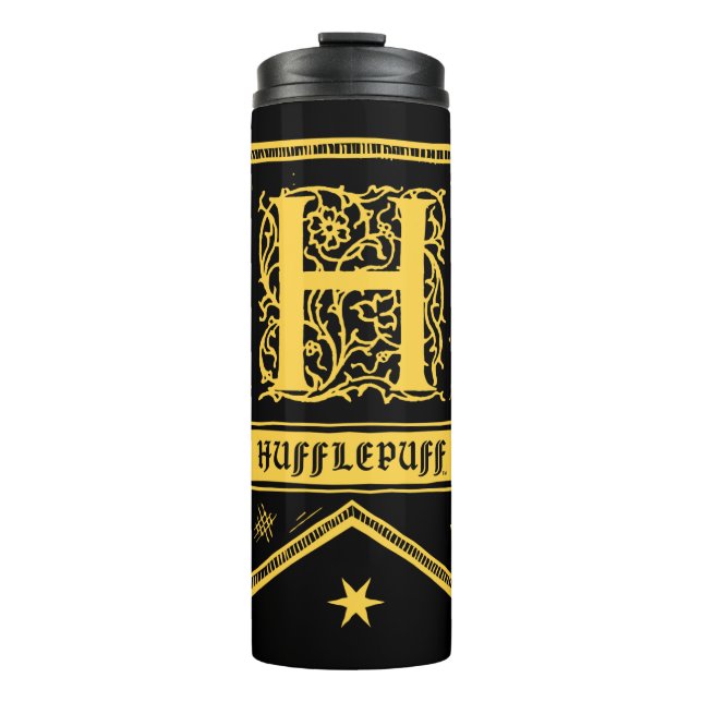 Termo Harry Potter | Bandera de Monograma de Hufflepuff (Anverso)
