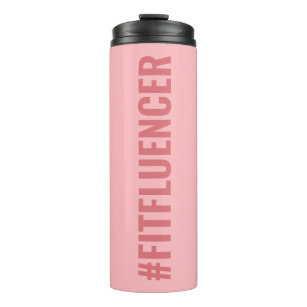 Termo Hashtag Fitfluencer Lema suave rosa moderno