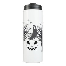 Haunted Forest Ghost Thermal Tumbler – Dark & Spoo