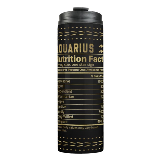 Termo Hechos divertidos sobre la nutrición en Aquarius (Anverso)