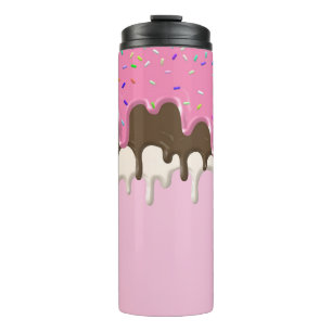 Termo Helado de crema rosa espolvorear llovizna