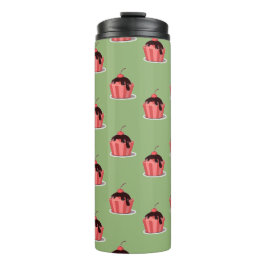 Termo Helados rosados en tazas verdes