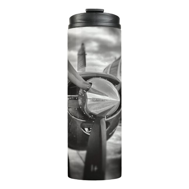 Termo Hélice de avión en blanco y negro (Anverso)