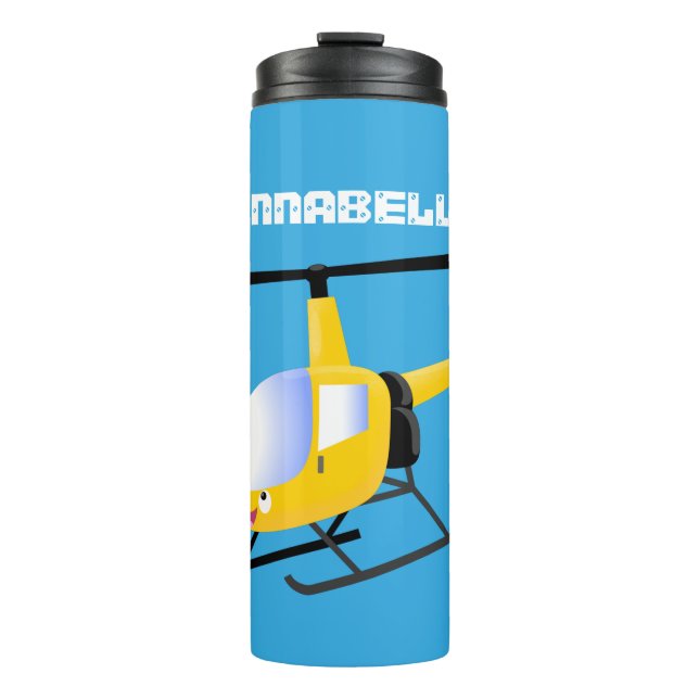 Termo Helicóptero de personalizado alegre amarillo lindo (Anverso)