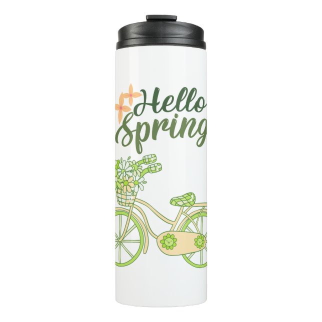 Termo Hello Spring Vintage Bicycle Illustration  (Anverso)