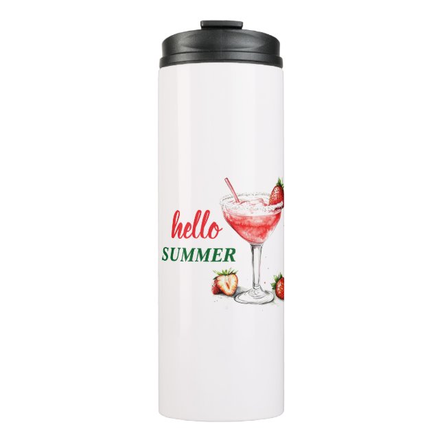 Termo Hello Summer | Strawberry Cocktail Thermal Tumbler (Anverso)