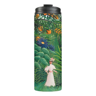 Termo Henri Rousseau - Mujer caminando en un bosque exót
