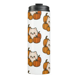 Termo Herfst Drinkfles met Pomeranian en Pompoen
