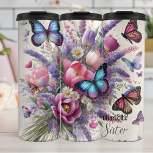 Termo Hermana: Bouquet floral, belleza mariposa