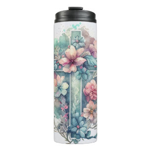 Termo Hermosa acuarela Christian Cross Easter Therma