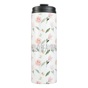 Termo Hermosa acuarela floral Rubor rosa