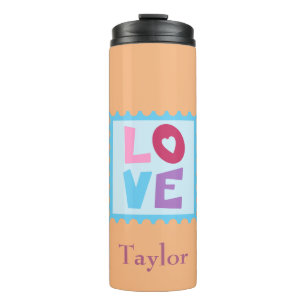 Termo Hermosa estampilla de amor puesta sobre un fondo d