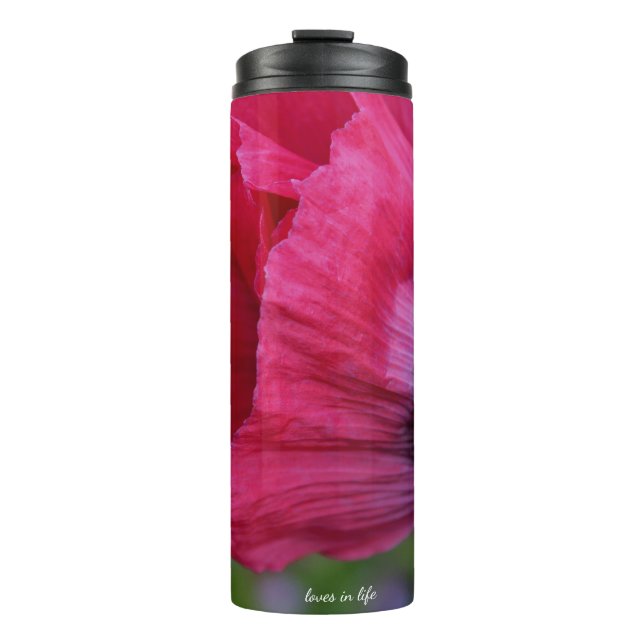 Termo Hermosa flor de amapola PInk y púrpura (Anverso)