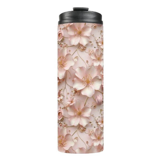 Termo Hermosa flor pastel rosa suave (Anverso)