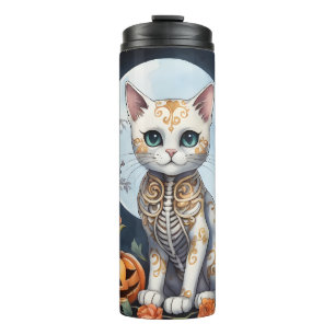 Termo Hermosa luna floral de felina de Halloween - Whims