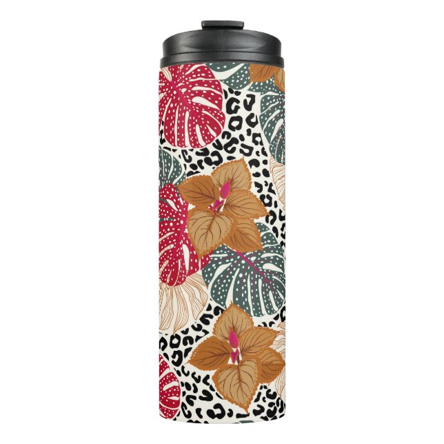 Termo Hermosa y elegante huella tropical en el leopardo (Anverso)