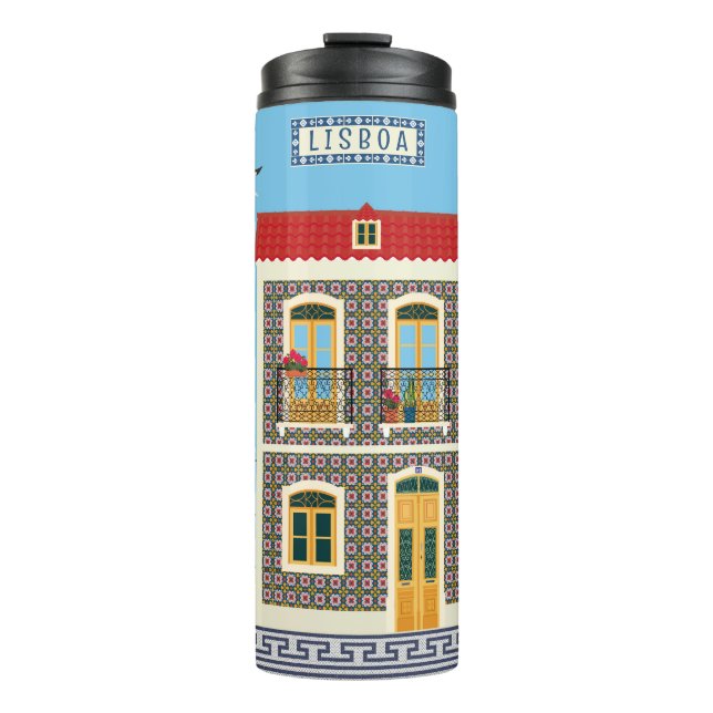 Termo Hermosas casas portuguesas con azulejos o azulejos (Anverso)