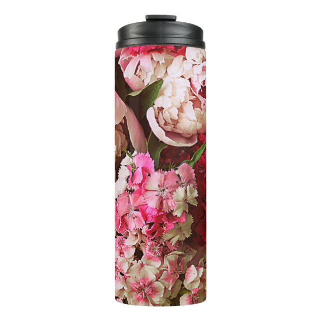 Termo Hermosas flores de verano. Bouquet de peones rosad (Anverso)