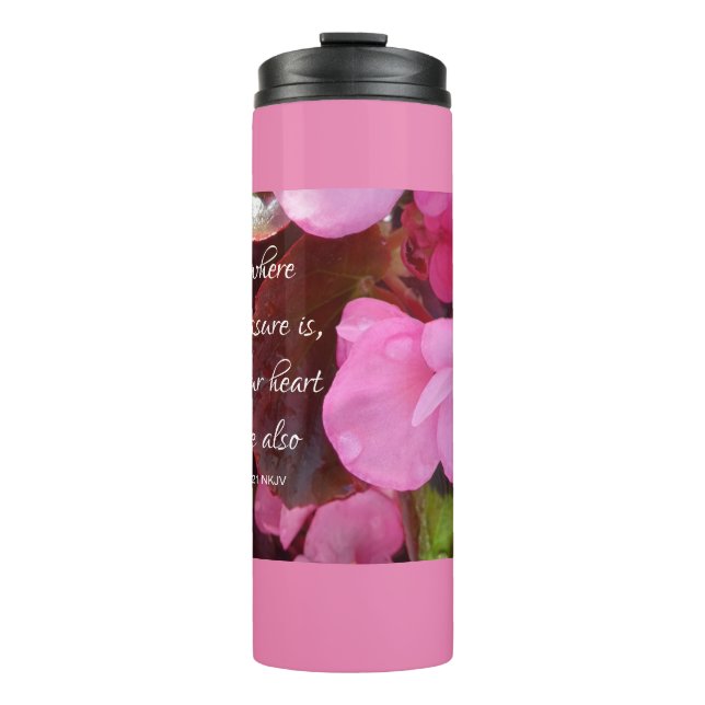 Termo Hermosas flores rosas, tu tesoro verso de la Bibli (Anverso)