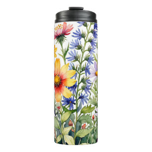 Termo Hermosas flores silvestres coloridas pintura de ac