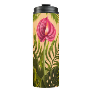 Termo Hermosas Flores Y Hojas Tropicales