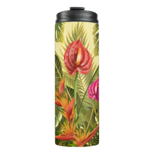 Termo Hermosas Flores Y Hojas Tropicales