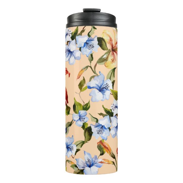 Termo Hermosas lirios de tigre y flores azules pequeñas  (Anverso)