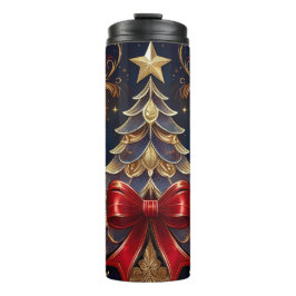 Termo Hermoso diseño de cinta roja de árbol de Navidad