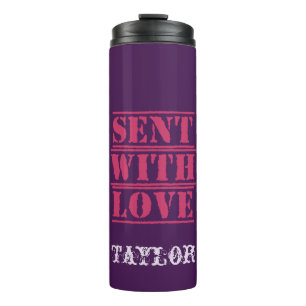 Termo Hermoso diseño morado enviado con Personalizar de