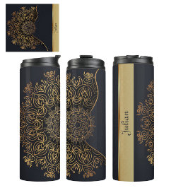 Termo Hermoso elegante Black Faux Gold Mandala