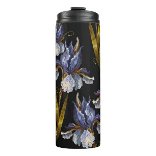 Termo Hermoso irises de primavera bordado sin costura