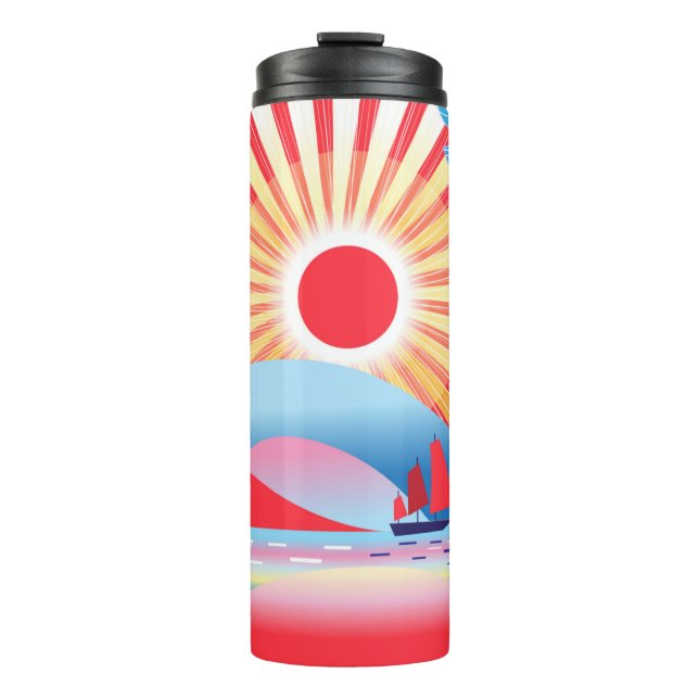 Termo Hermoso paisaje vintage con palmeras y uso (Anverso)