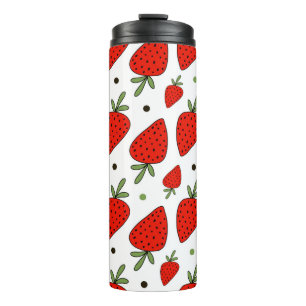 Termo Hermoso patrón de fresas rojas sin fisuras