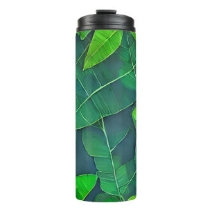 Termo Hermoso patrón de hojas verdes