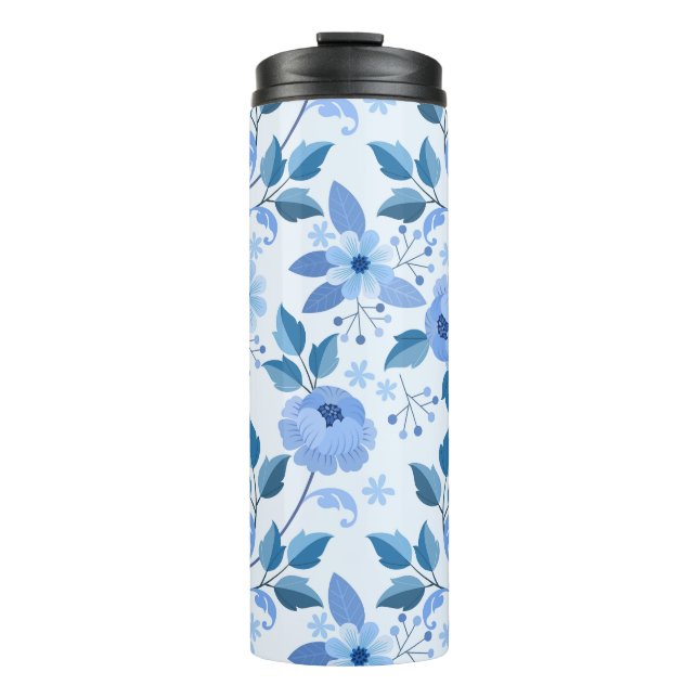Termo hermoso patrón de regalo azul Floral Design para e (Anverso)