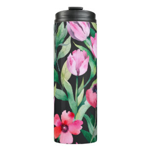 Termo Hermoso patrón floral sin fisuras con acuarela
