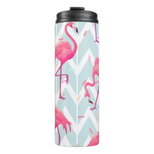 Termo Hermoso patrón tropical sin costura con flam rosa