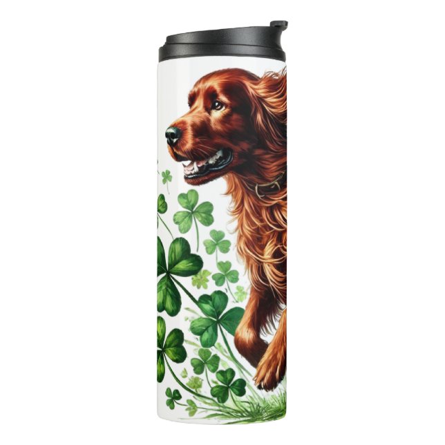 TERMO HERMOSO PERRO IRLANDÉS CON SOMBRERO (Rotado hacia la izquierda)