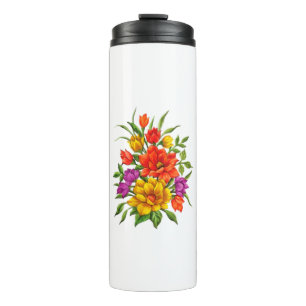 Termo Hermoso Ramillete De Flores En Acuarela-34123