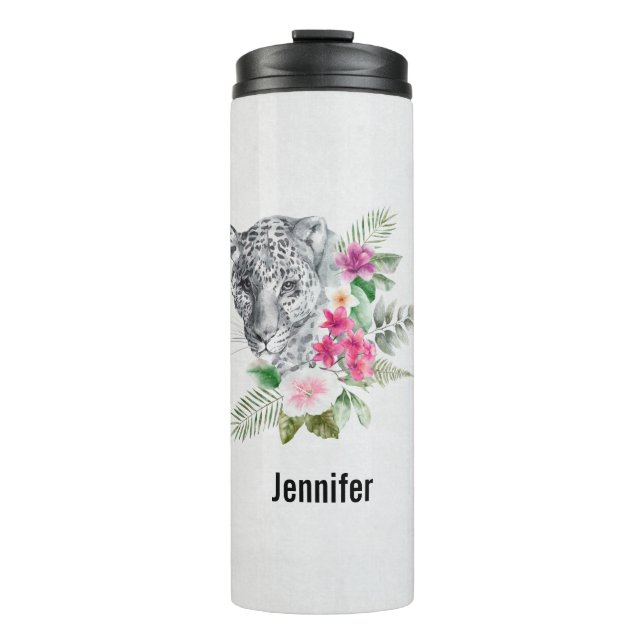 Termo Hermoso retrato de cabeza de leopardo en Watercolo (Anverso)