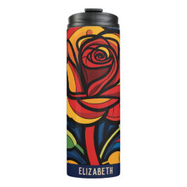 Termo Hermoso Rosa Floral Black Thermal Tumbler