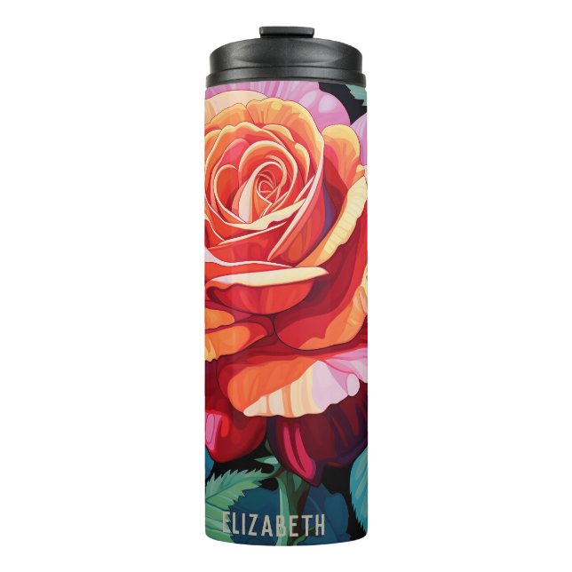 Termo Hermoso Rosa Personalizado de los tiempos modernos (Anverso)