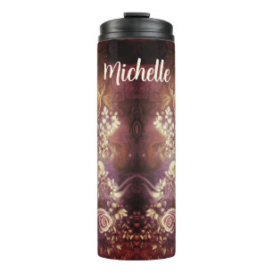 Termo Hermoso Tumbler termal de patrón de flor acrílica