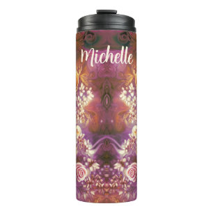 Termo Hermoso Tumbler termal de patrón de flor acrílica