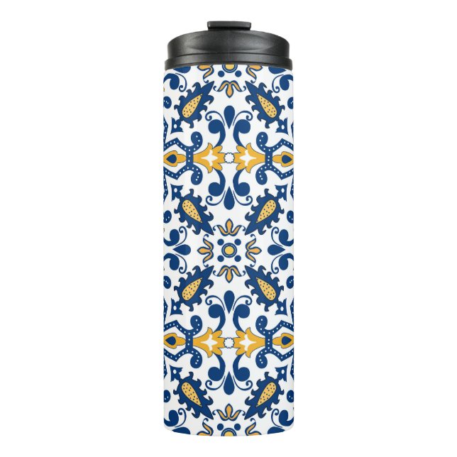 Termo 💙💛 Hermosos Azulejos azules y amarillos, (Anverso)