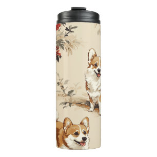 Termo Hermosos Navidades de flores Corgi Dog