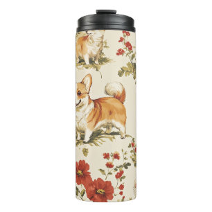 Termo Hermosos Navidades de flores Corgi Dog