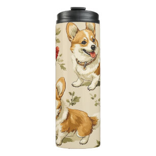 Termo Hermosos Navidades de flores Corgi Dog