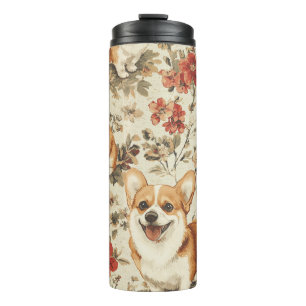 Termo Hermosos Navidades de flores Corgi Dog